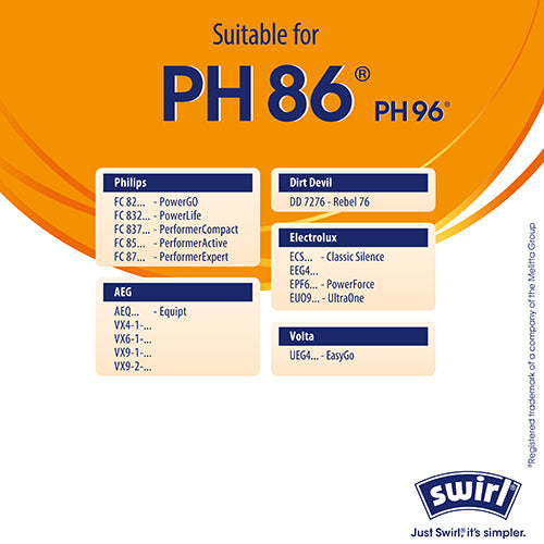 SWIRL® SAC ASPIRATEUR PH86®/PH96® (10 sacs + 2 déos)