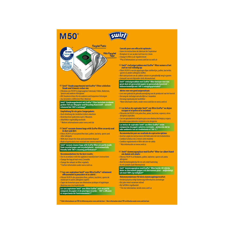 SWIRL® SAC ASPIRATEUR M50® (10 sacs + 2 déos)